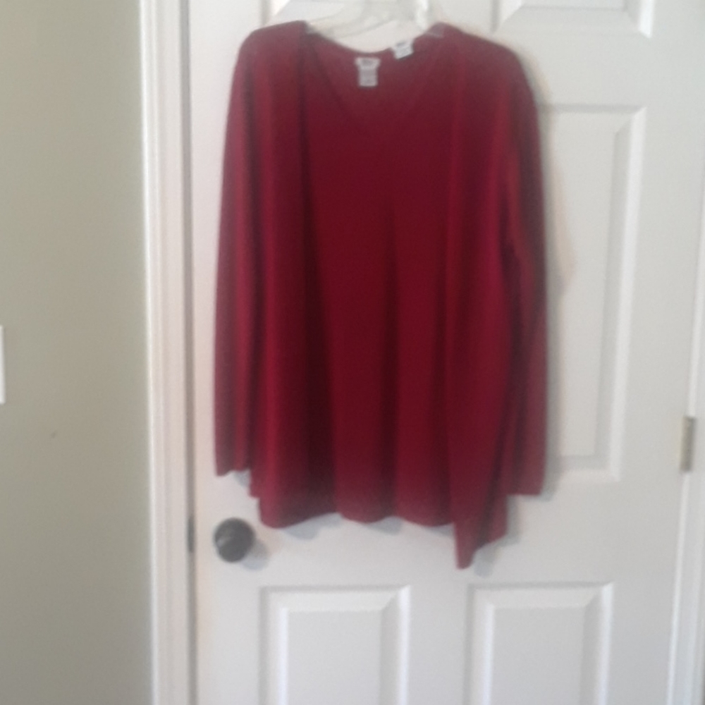 Red cardigan and tank combo